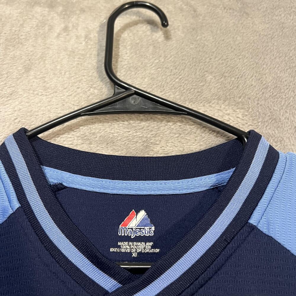 Tampa Bay Rays Shirt Mens XL Blue MLB Baseball Majestic V-Neck Raglan - Picture 5 of 9